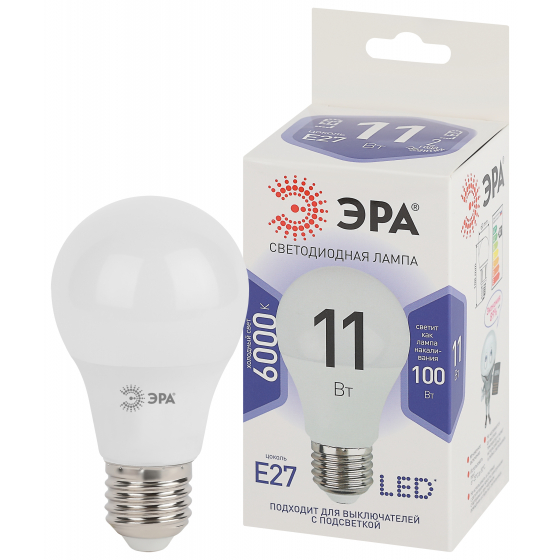 Лампа светодиодная ЭРА LED smd A60-11w-860-E27