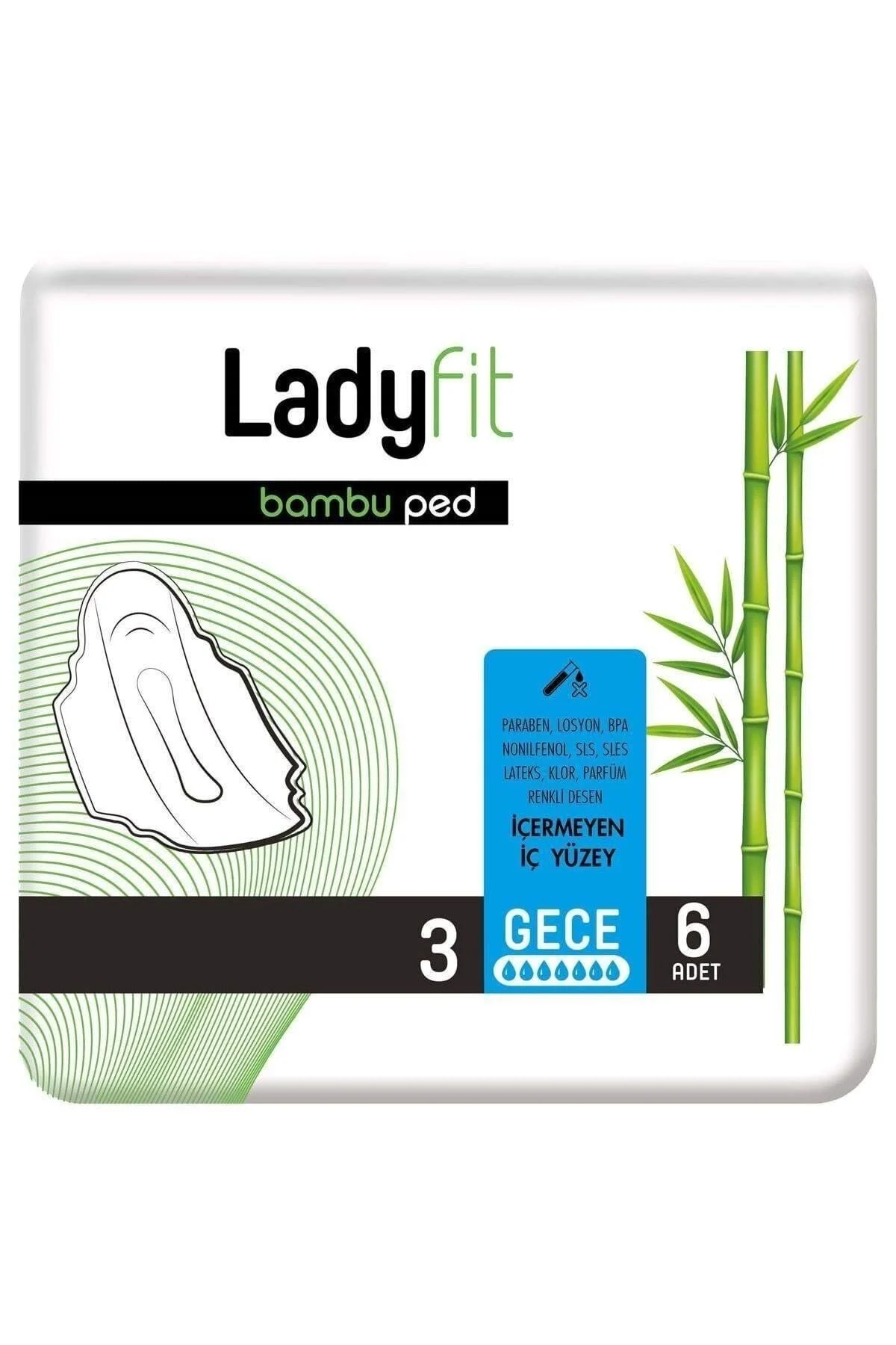 Ladyfit Bambu Santary Napkin Standart Naiqht 320 mm-6 гигиенические прокладки