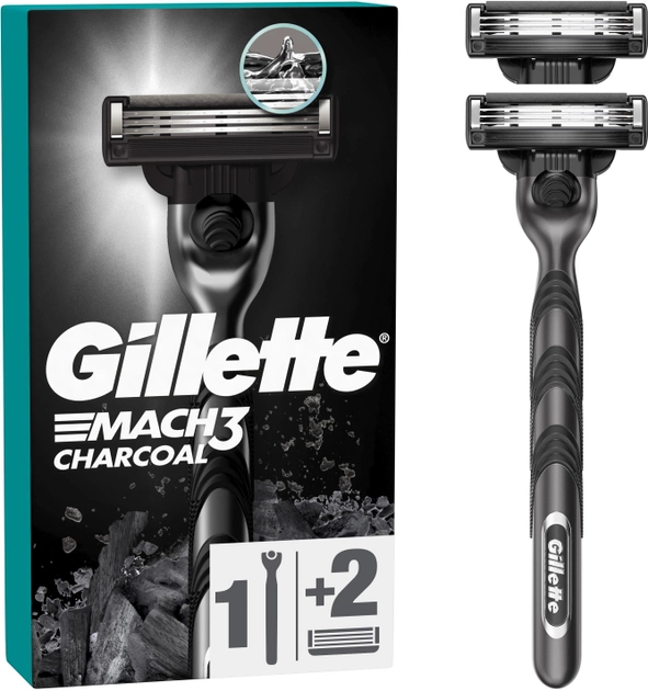 GILLETTE  MACH3 Charcoal Бритва со сменными кассетами для бритья 2шт