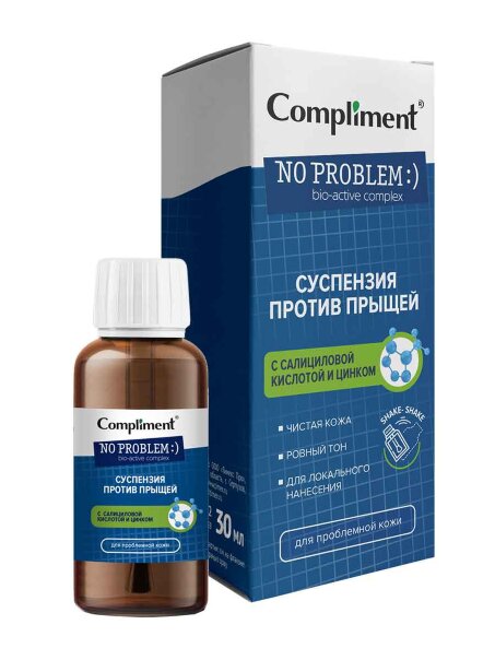 Compliment NO PROBLEM Суспензия против прыщей с салициловой кислотой и цинком, 30мл