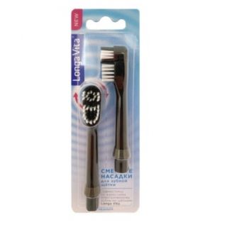 ***Longa Vita сменные насадки для электрической зубной щётки, щетина средняя, 2 шт., арт. NM (1022)