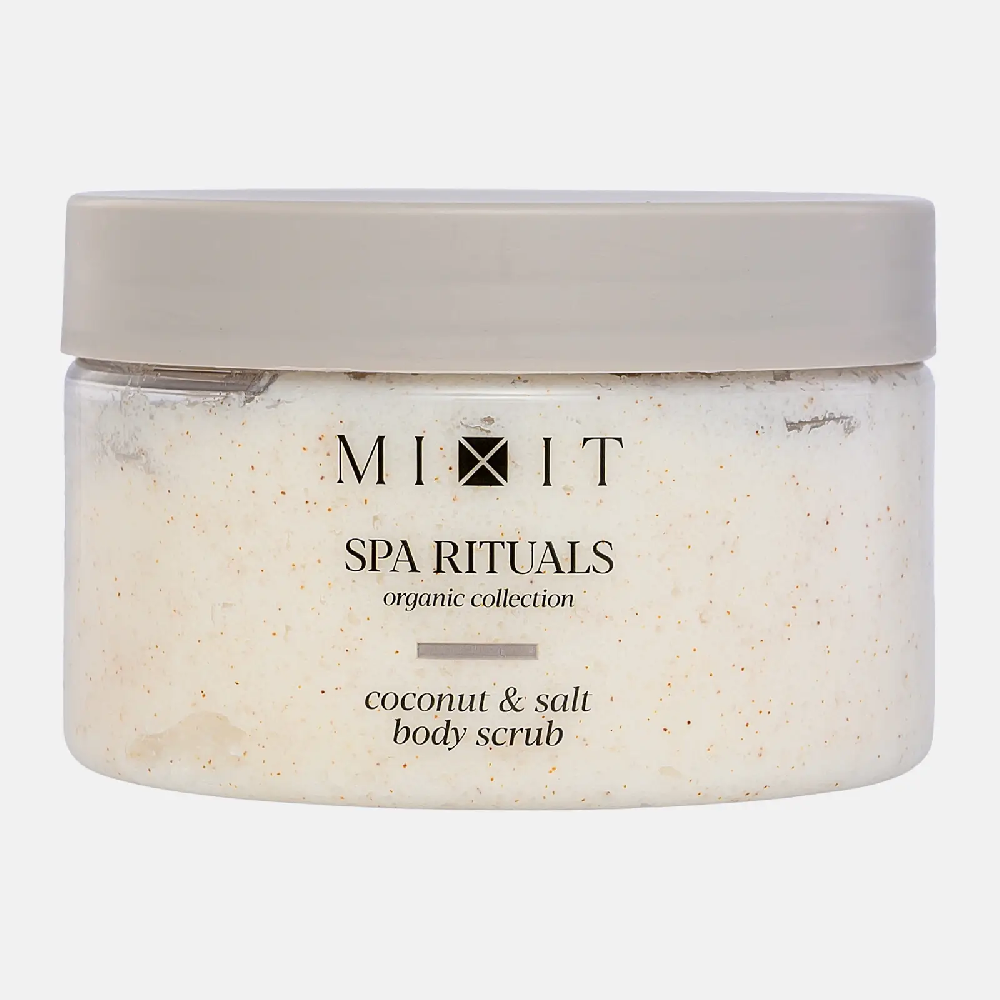 MIXIT Соляной скраб- бальзам для тела с кокосовой стружкой, 300гр