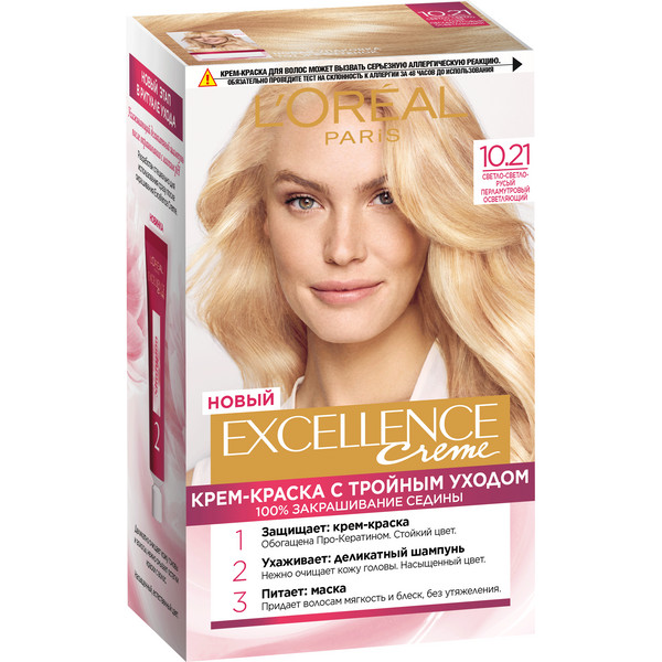 L'Oreal Краска для волос Excellence 10.21 Bl.t.cl.per светло русый перламутровый